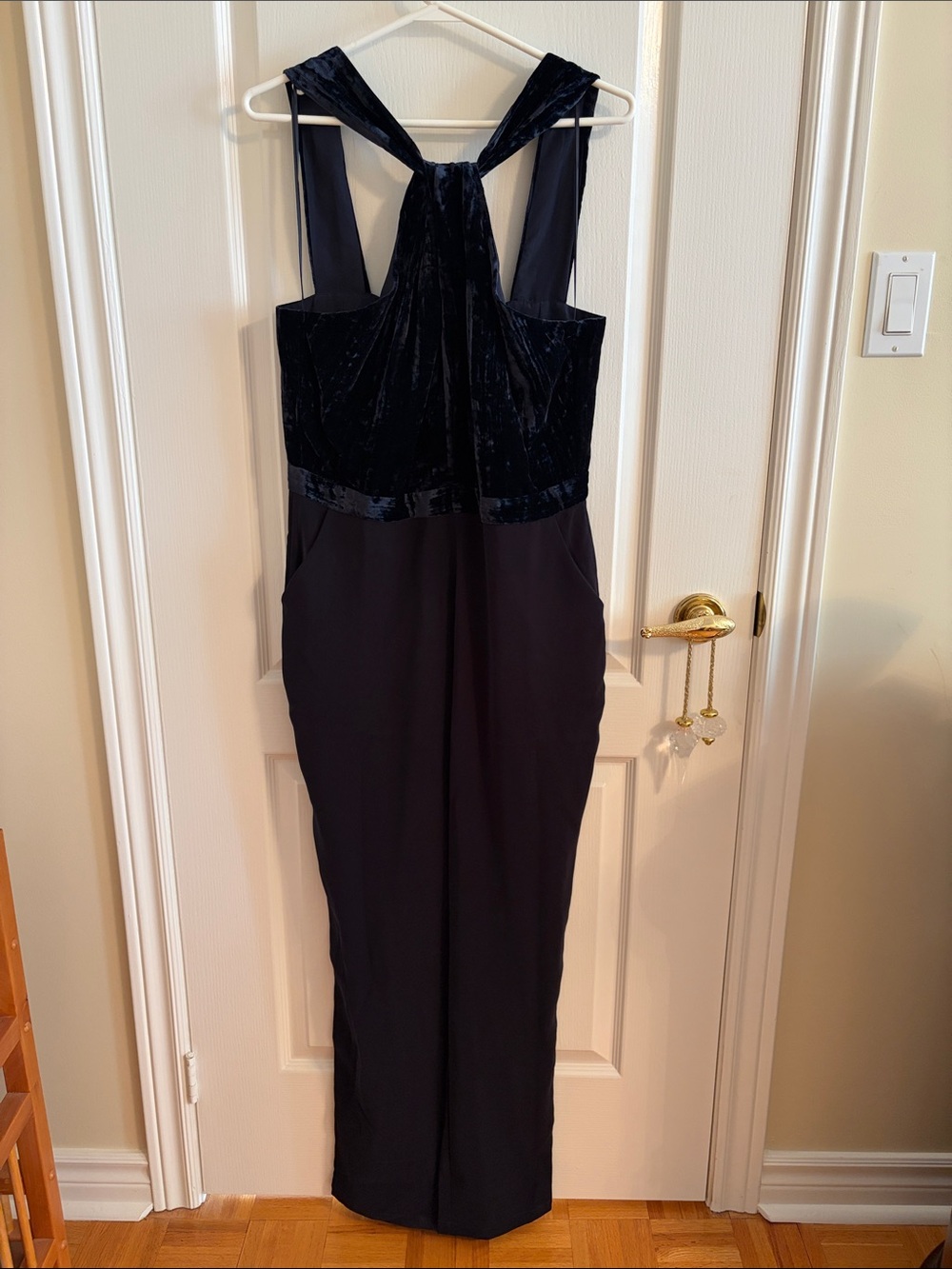 Adelyn Rae Black Velvet-Top Jumpsuit